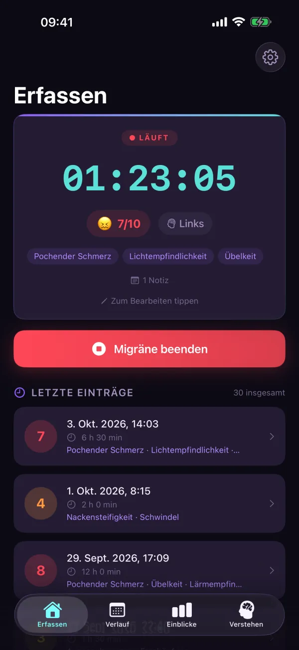 4Migraine — Live erfassen